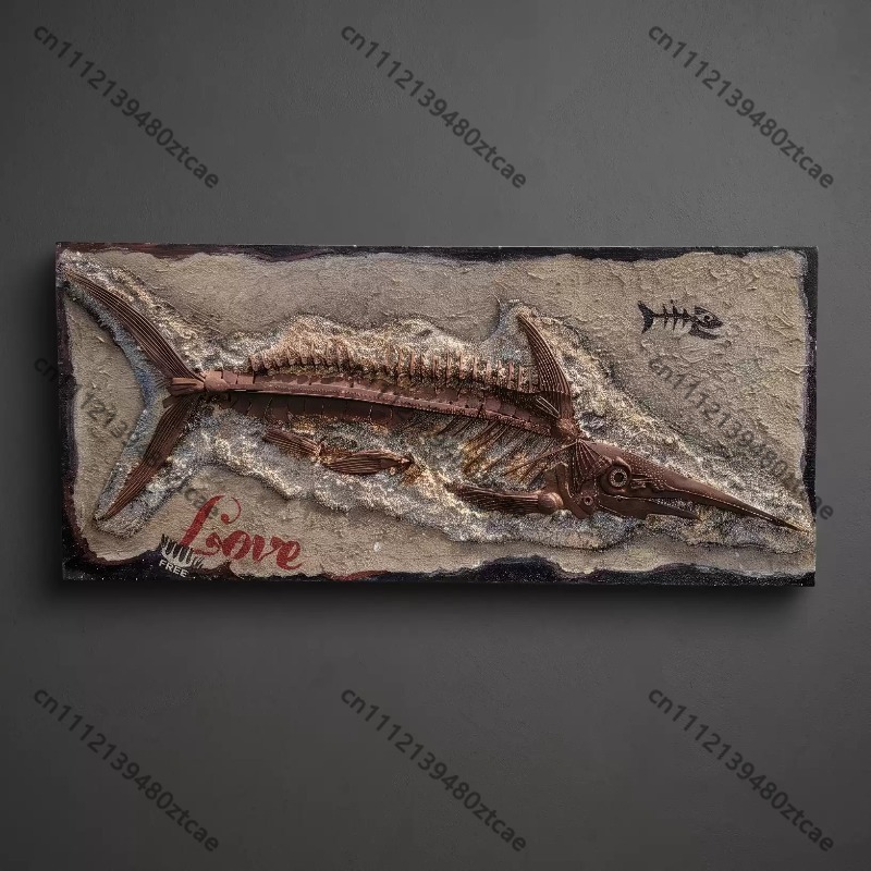 3D金属製の魚の骨の化石を模した壁掛けオーナメント。ヴィンテ - Art Craft Bar のレビューと価格