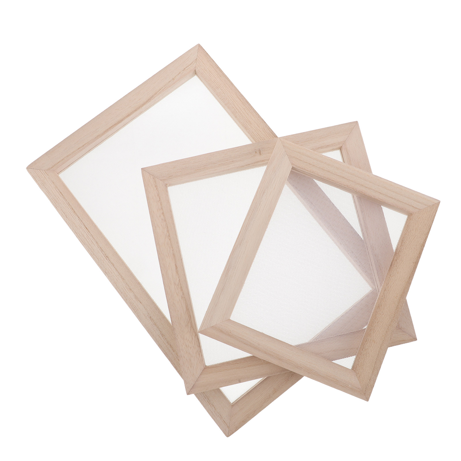 3点セットの紙漉きフレームキット。木製のデッキル型とメッシュ - Art Craft With Paper のレビューと価格