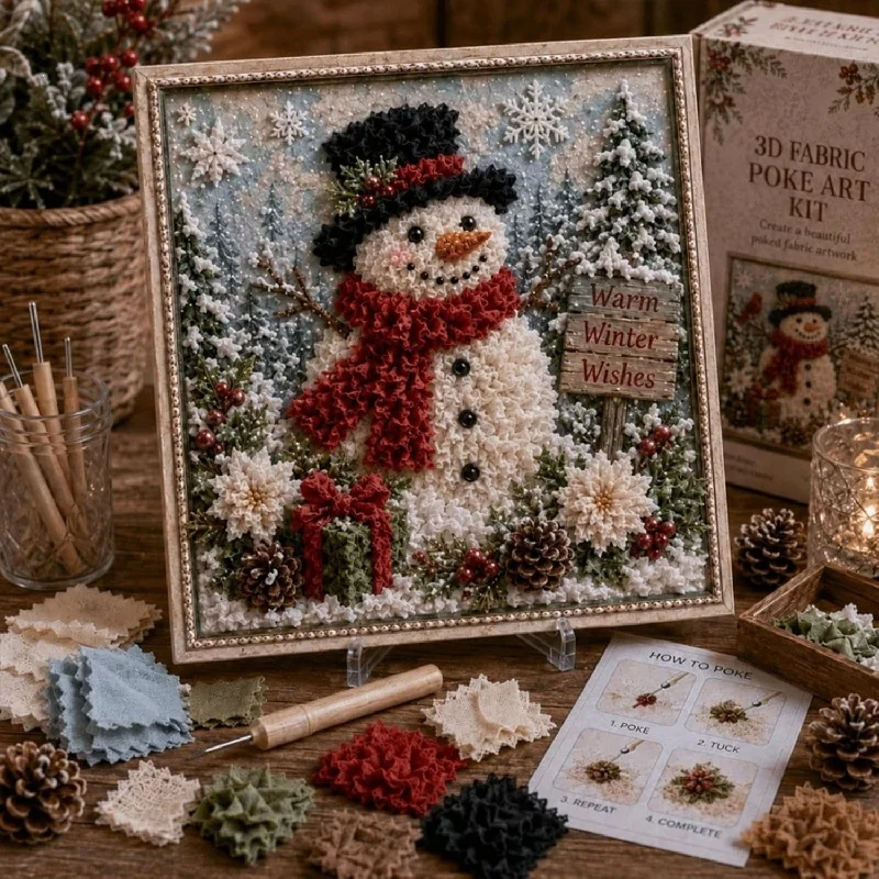 ヴィンテージ風クリスマス柄の布を使った、パンチ刺繍DIYキッ - Art Craft Kit のレビューと価格