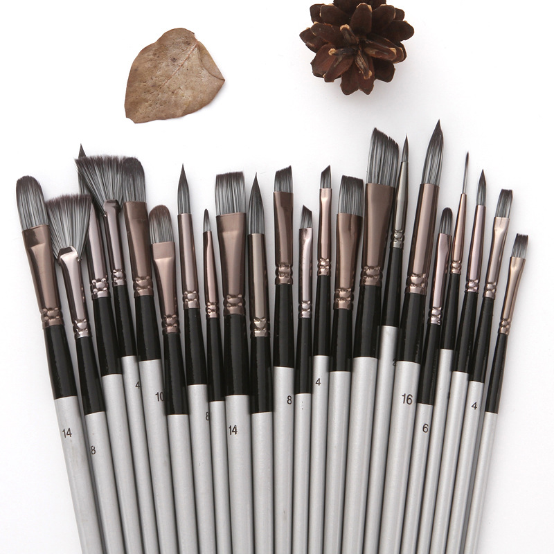 キャンバス製の収納ケース付き、24本セットの絵筆セット。ナイ - Gouache Paint Set のレビューと価格
